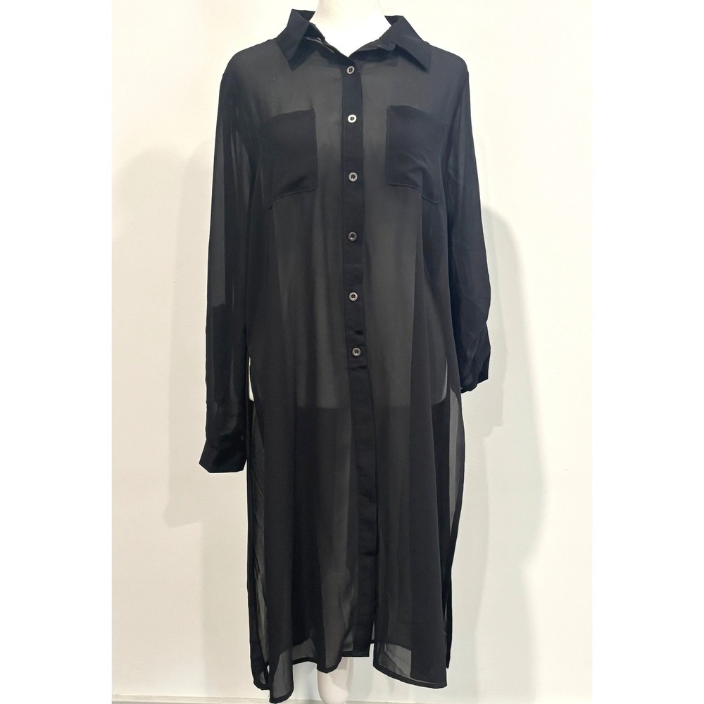 Emperice Maxi Shirt Dress Medium Sheer Goth Witchy Dark Academia Grunge 21456